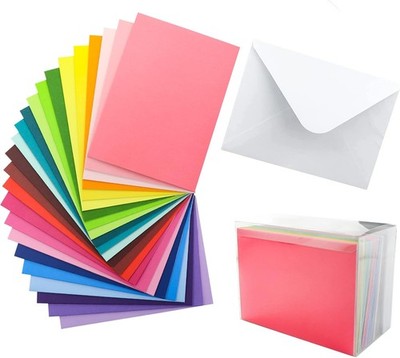 60 Pack A7 Colored Blank Cards and Envelopes 5x7 inch, 24 Assorted Colors Fol...