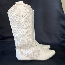 VINTAGE 1980 s What s What white flat sole rockabilly cowgirl cowboy boots