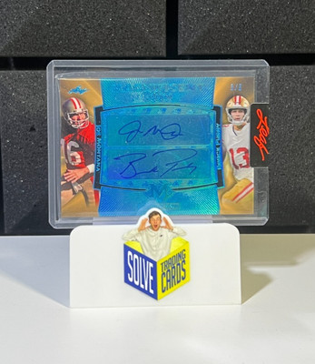 Joe Montana Brock Purdy Dual Auto /5 Leaf Magnificence 2023 San Francisco 49ers
