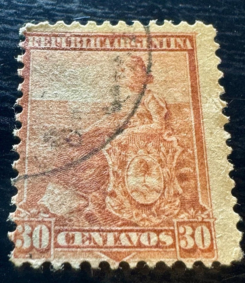 Argentina 2¢ & 30¢ Sunburst Watermark Stamps – Mint OG Gum, Very Rare Pair - Image 3 of 4