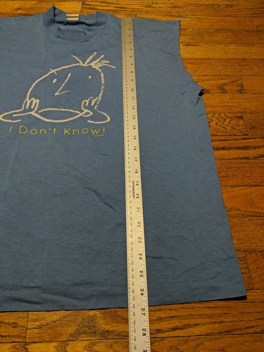Cepillo de colección funciona "¡No lo sé!" Camiseta gráfica sin mangas 2XL (3XL?) 1995 azul - Imagen 6 de 11