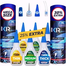 CA Glue with Activator Kit 6x1.75 oz. CA Glue (Thin Medium Thick) 16.9 oz.