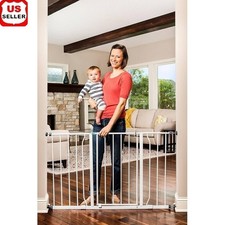 Extra Wide Walk Thru Baby Gate Durable Safety Lock Adjustable Kid Pet Barrier US
