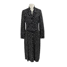 Vintage Tony Ruocco Alper Schwartz Dress + Jacket Sz S Black White Splatter Dots
