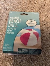 Pink  White Beach Ball Inflatable Pool Float 13  
