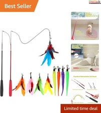 Exciting Interactive Cat Toy: Retractable Wand  9PCS Feather Refill Set for Fun