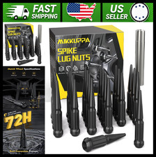 MIKKUPPA Black Spike Lug Nuts 12x1.5 24pc with Socket Key