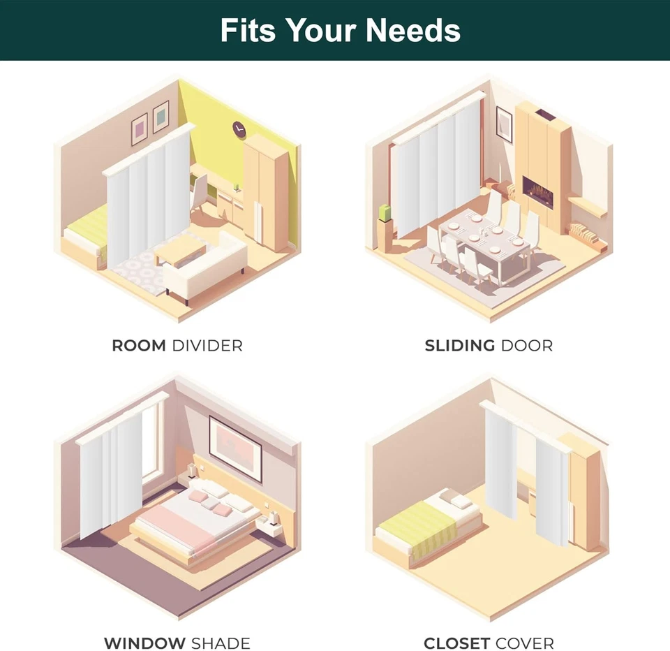 Persianas para puertas correderas, persianas verticales de vidrio correderas para puertas de patio, habitación dividida Foto 4 de 4