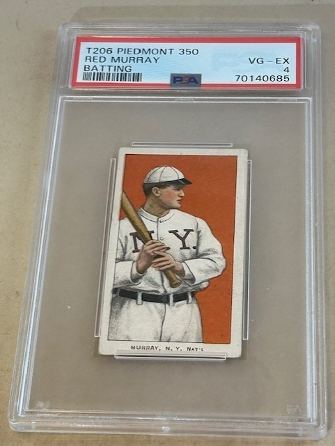 1909-11 T206 PIEDMONT RED MURRAY BATTING PSA VG-EX 4 N.Y. NAT'L BASEBALL CARD.