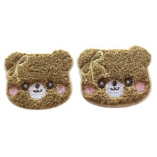 TEDDY BEAR FACES. TWO PATCHES  SO CUTE  IRON ON PATCH  ONE FREE STICKER 