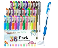 Aen Art Glitter Gel Pens for Adult Coloring Books, 36 Colors Gel Marker Set Colo
