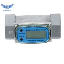 1.5" Digital Turbine Flow Meter, Flow Rate of 10.5-74 GPM, LCD Digital Display