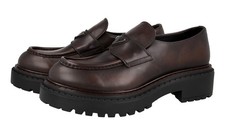 PRADA Leather Double Chocolate Loafer - 2DE148 - Brown - NEW