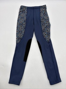 Kerrits Leggings Girls M Blue Graphic Print & Pad In USA.#41165