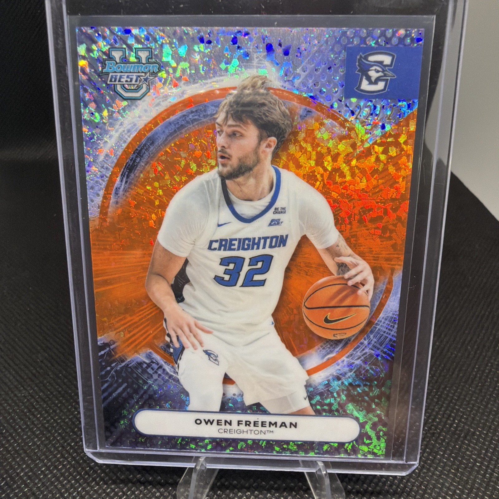 2025-26 Bowman U Best /25 Owen Freeman ORANGE MINI DIAMOND #40 Creighton