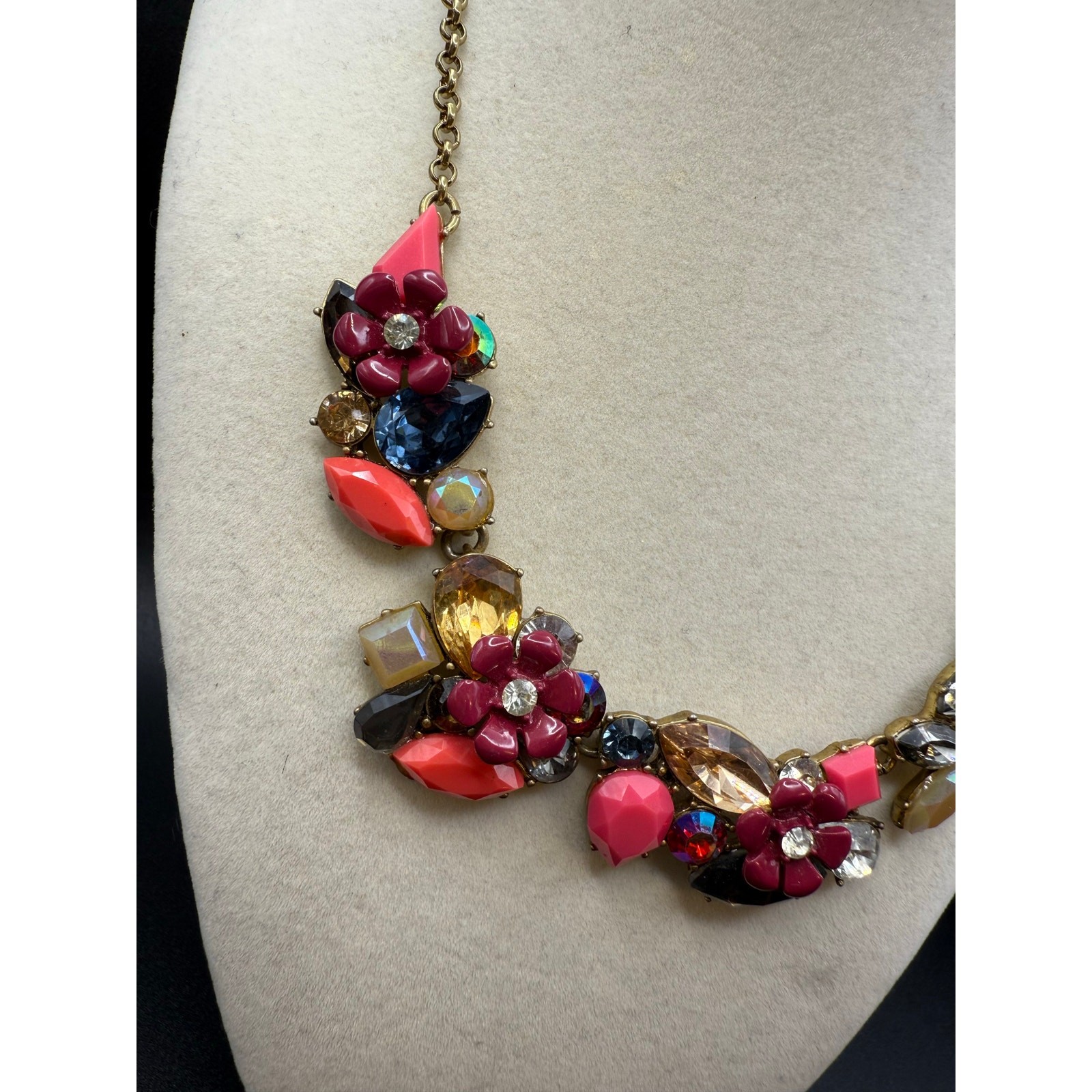 J Crew Signed Rosette Statement Necklace - image 2