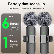 Wireless Lavalier Microphone Audio Video Recording Mic For iPhone 15 Android US