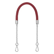 62cm/24.4" PU Leather Braided Purse Strap Wine Red, Silver Buckle 