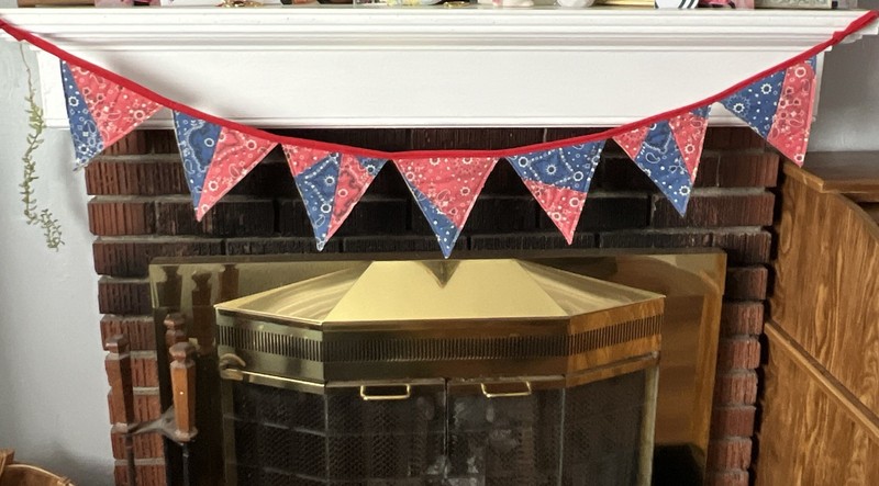 Handmade Bunting, Streamer, Red, White And Blue 4th July, Picnic, Summer BBQ’s