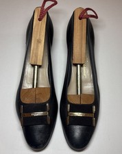 Salvatore Ferragamo Black Leather Vara Bow Block Heel Pumps 7 1/2