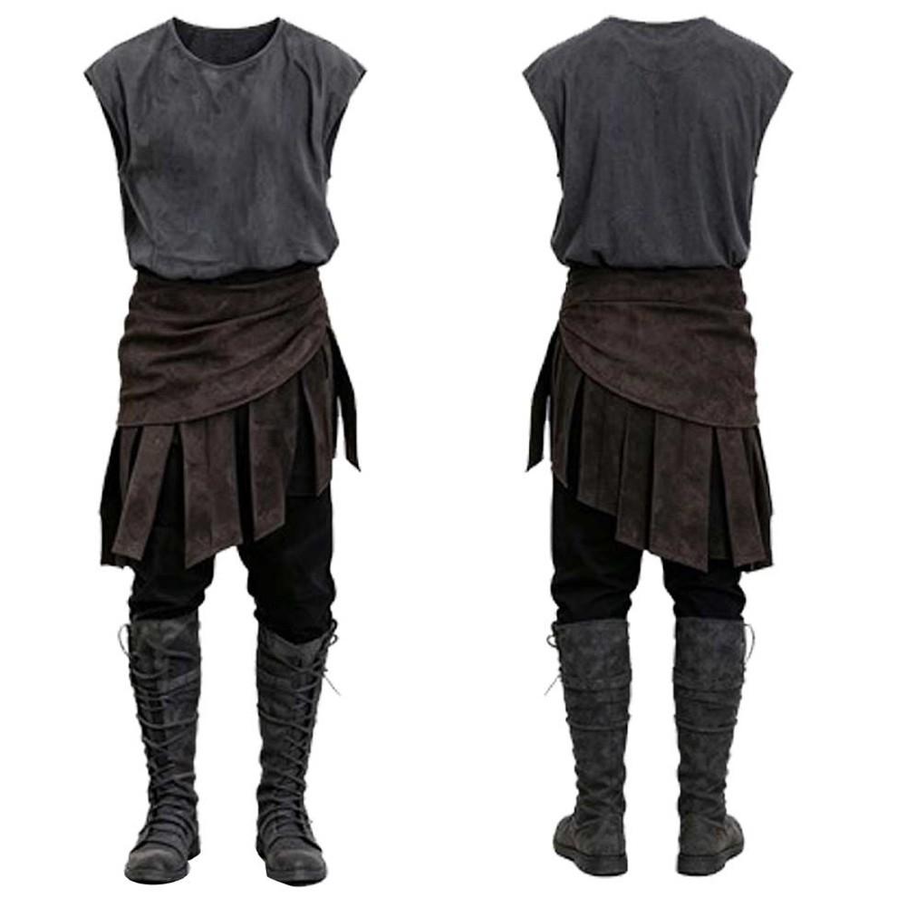 Disfraz de Disfraz de La Odisea Odiseo Halloween Carnaval Gris Chaleco Pantalones Falda