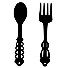2-Piece Metal Fork and Spoon Wall Decor Set, Large Black Vintage Kitchen