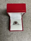 VINTAGE TACORI STERLING SILVER RING~DARK PINK OVAL CZ WITH MULTIPLE CZ’S~SIZE 6