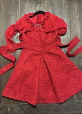 Rare Editions Girls Red Holiday Christmas Dress with Matching Bolero Girls 10