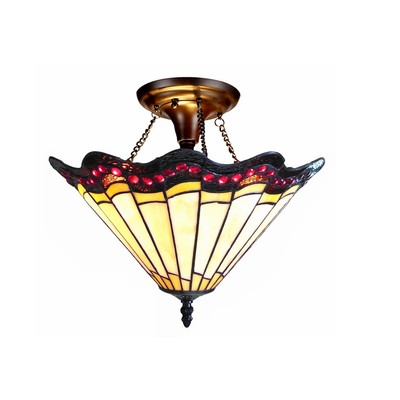 Tiffany Style Stained Glass Semi Flush Ceiling Light Fixture 16