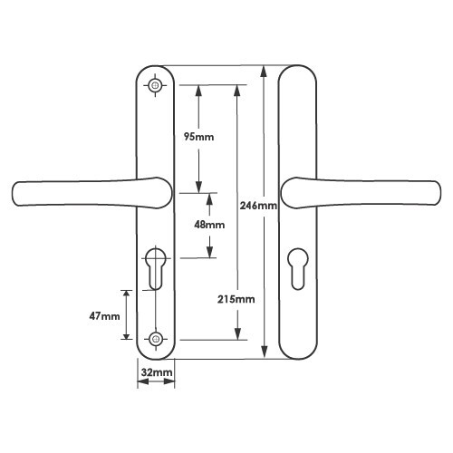 48mm Door Handle Union Style 215mm Fixing Sprung Levers Aluminium Door Upvc Door - Picture 18 of 20