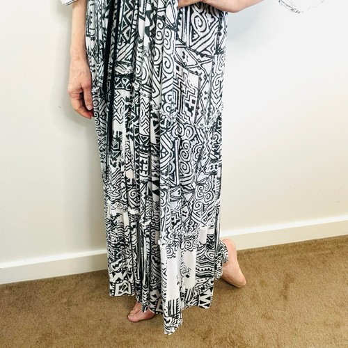 Hemant + Nandita Size S 8 10 Black White Cotton Lace Front Midi Dress - Picture 10 of 14