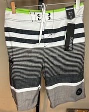 O'NEILL HEIST HYPERFREAK BOARD SHORTS SWIM BOTTOMS GRAY STRIPE SZ 10 / 25 NEW