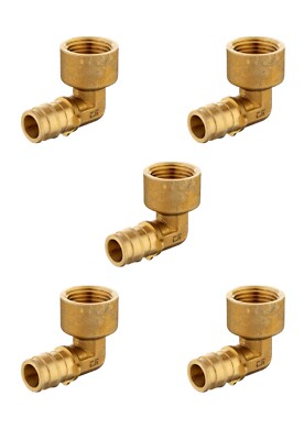 EFIELD 5 PCS 1/2'' Pex A Expansion Brass Fitting Female NPT Elbow Adapter