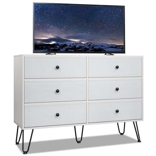 TC-HOMENY Wood Bedroom 6 Drawer Dresser Chest of Drawers Cloth Cabinet Dresser - Picture 8 of 27