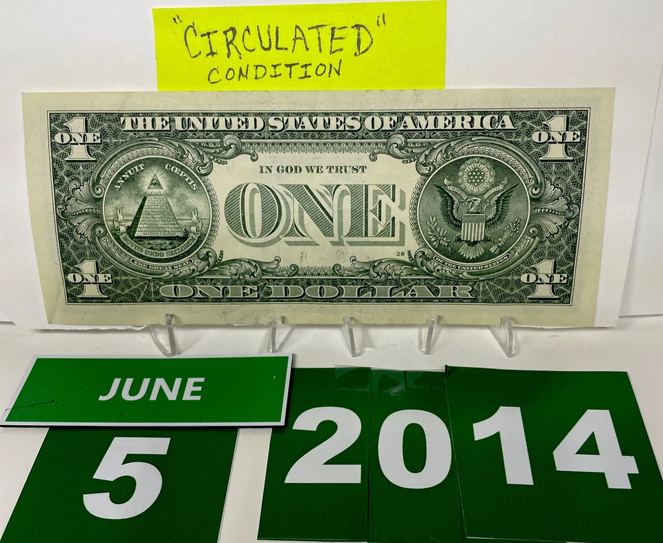 June 5, 2014 Birthday 🎂 Date One Dollar Bill Fancy Serial Number Series 2013 💵 - Image 3 of 4