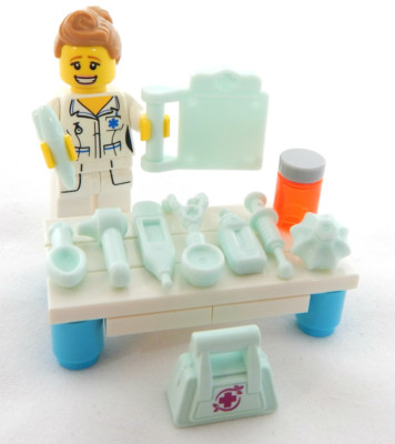 NEW LEGO NURSE MINIFIG LOT needle chart hospital medical dr rn female figure