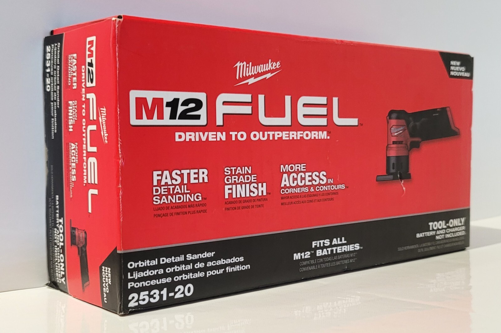 Milwaukee 2531-20 M12 FUEL 12V Orbital Detail Sander - Red for sale ...