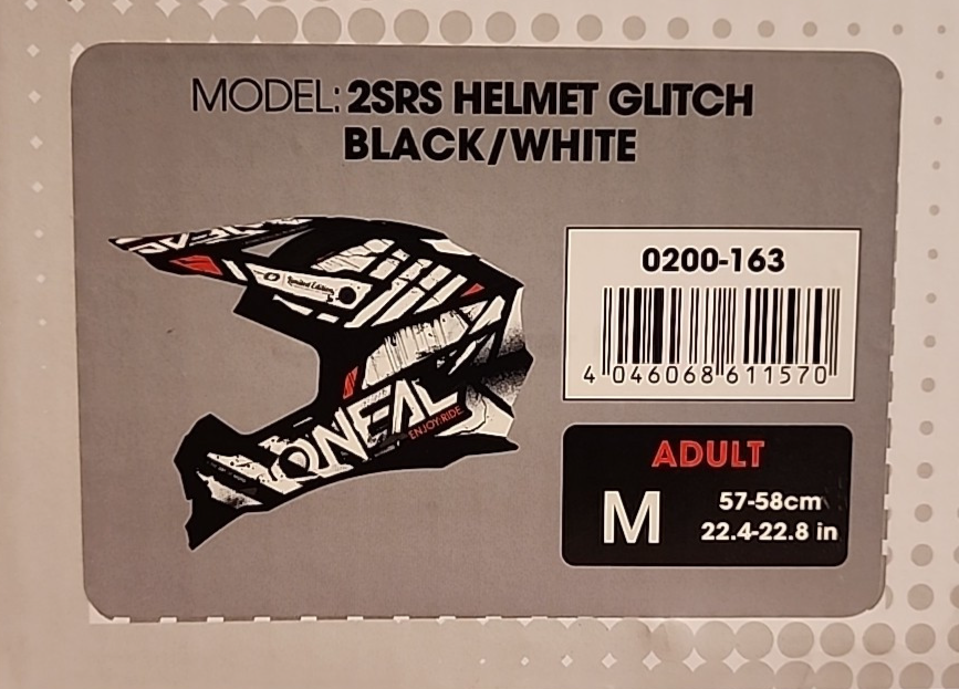O'Neal 2 SRS Glitch Helmet Black/White Size M 57-58 cm O'Neal 2 SRS Glitch Helmet Black/White Size M 57-58 cm