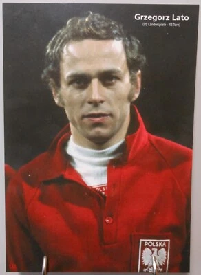 AGON Grzegorz Lato Polen Fußball Nationalspieler Fan Card EM WM 21x15 cm #FPG585
