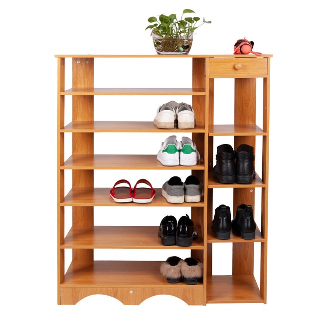 5 Tier 100 Solid Wood Shoe Rack With 1 Large Drawer Storage Shelves Stand For Sale Online Ebay