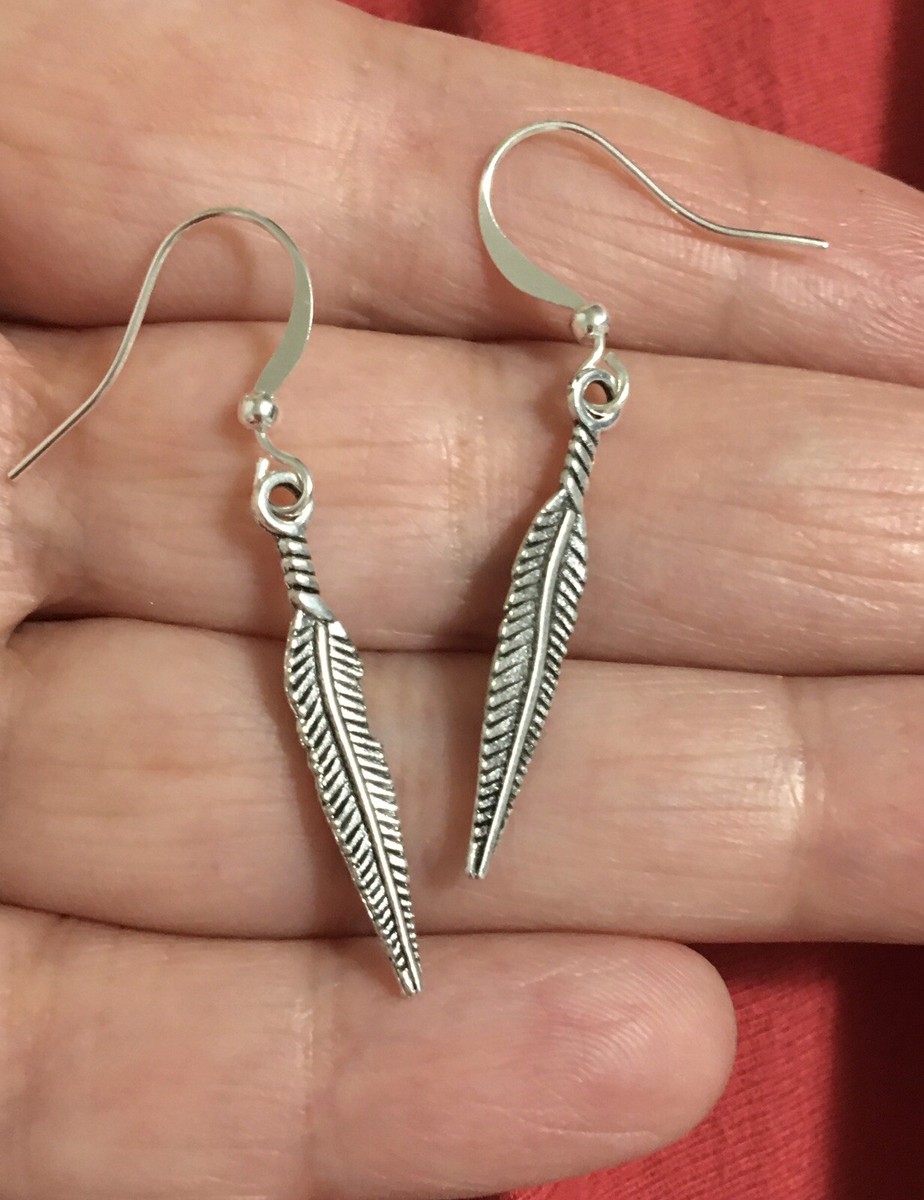 Lot Of Pairs Silver Feather Dangle Earrings Nickel Lead Free  Hypoallergenic!