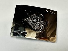 Ace Of Spades Playing Cards Large Silver Tone Belt Buckle Ci Records  Skates