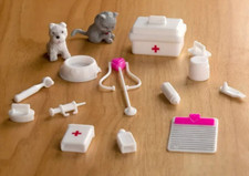 15-Piece Pet Care Doctor Kit Play Set and Assorted Dollhouse Dog/Cat Play Sets