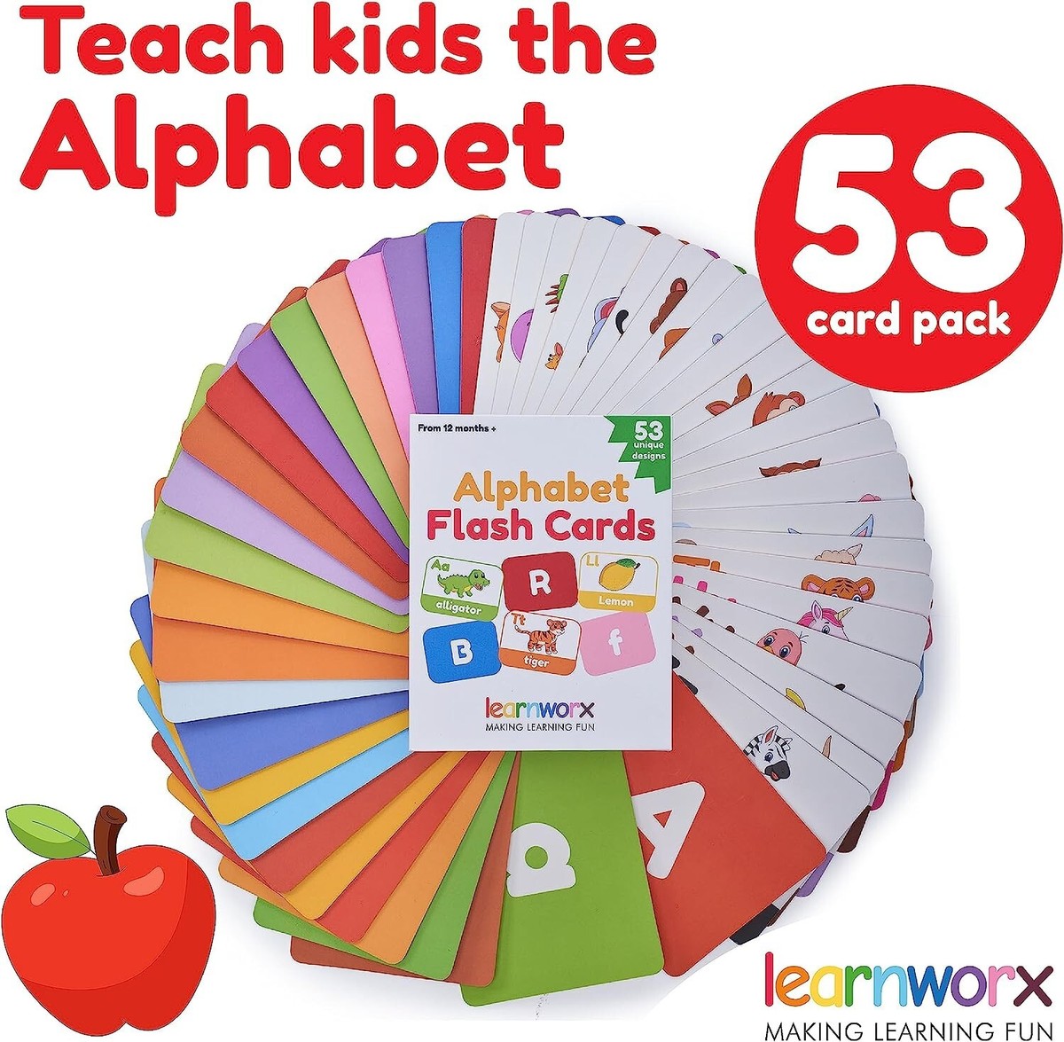 Alphabet ABC Flash Cards for Toddlers 2-4 Years - 52 Flashcards