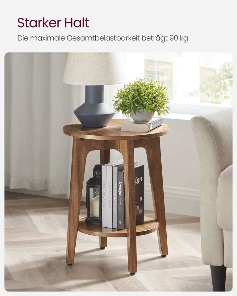 VASAGLE Beistelltisch, rund, mit unterer Ablagel, modern, 40 x 50 cm LETDE283T41 - Bild 4 von 4