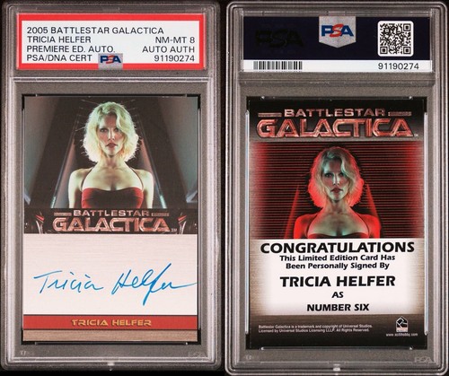2005 RITTENHOUSE BATTLESTAR GALACTICA TRICIA HELFER PSA 8 AUTOGRAPH Trading Card - Picture 3 of 3