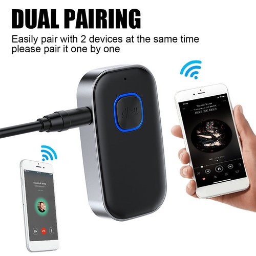 Bluetooth5.0 Transmitter Receiver Wireless Audio 3.5mm Aux Car Adapter Handsfree - Afbeelding 1 van 11