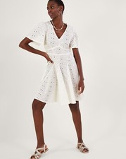 Monsoon New size xl 20 white Schiffli white anglaise dress summer cotton