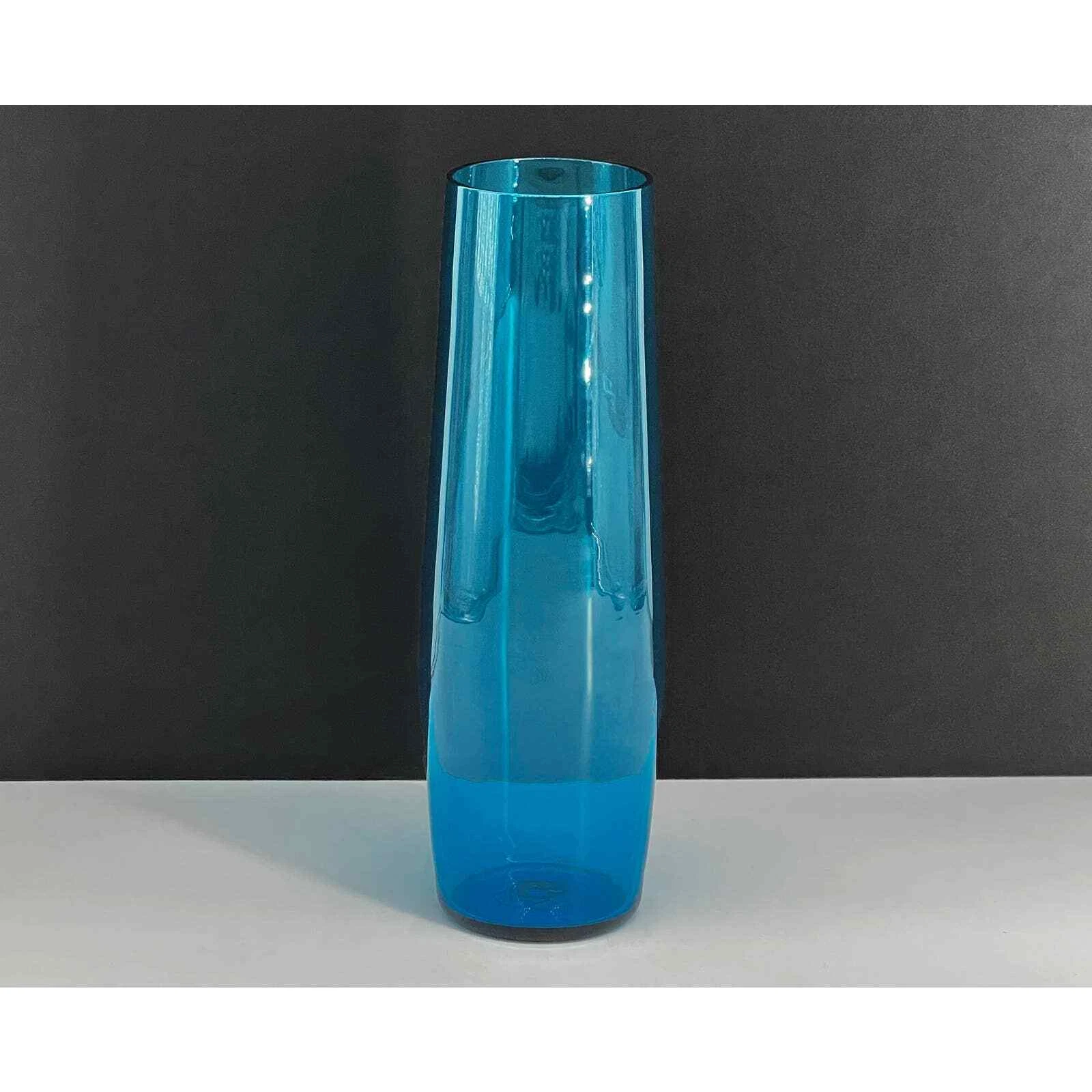 Modern Tapered Turquoise Blue Glass Vase