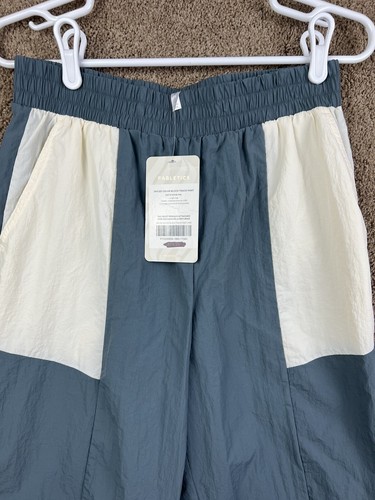 Fabletics Women's Medium Jogger Track Pant Jaylee Color Block Gray Cream - Picture 3 of 10